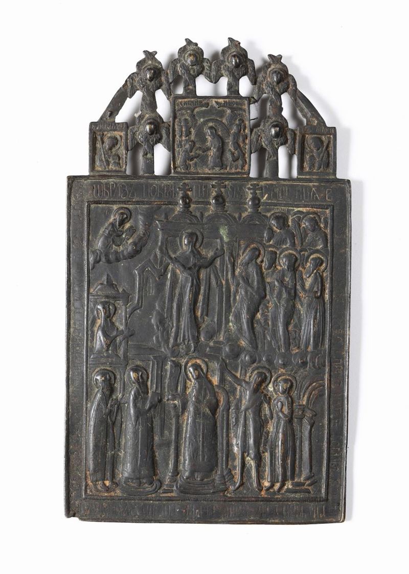 Icona in bronzo con scena biblica, Russia XIX secolo  - Auction Fine Art - Cambi Casa d'Aste