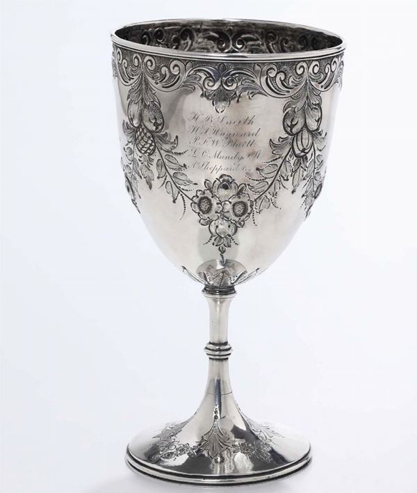Coppa in metallo argentato, Inghilterra 1877 secolo