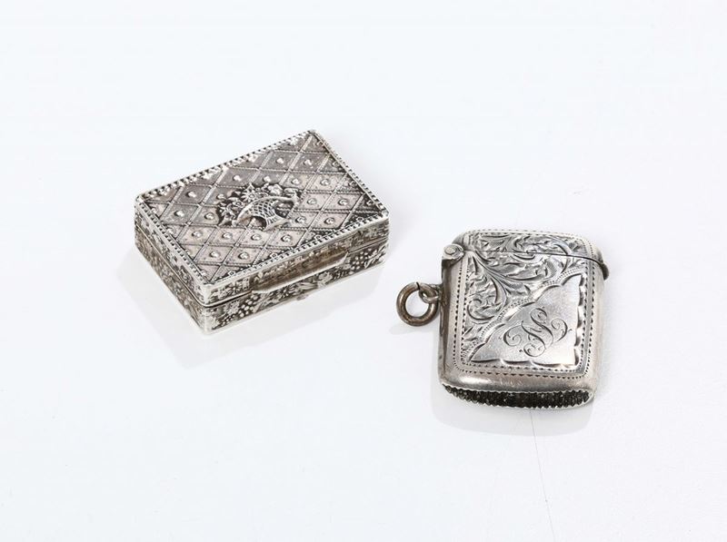 Scatolina e portafiammiferi in argento  - Auction Silvers - Cambi Casa d'Aste