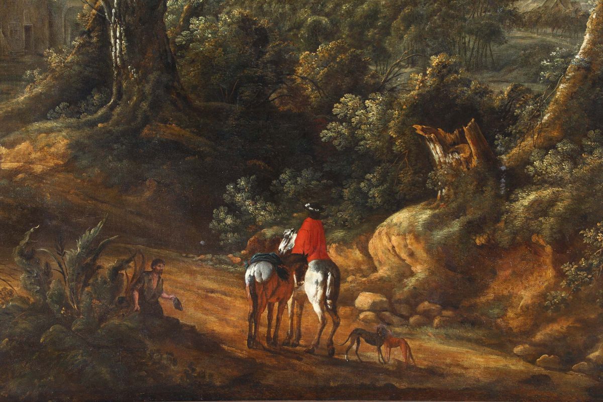 Jacques D'arthois (bruxelles 1613 - 1686), Attribuito Apaesaggio con Figure