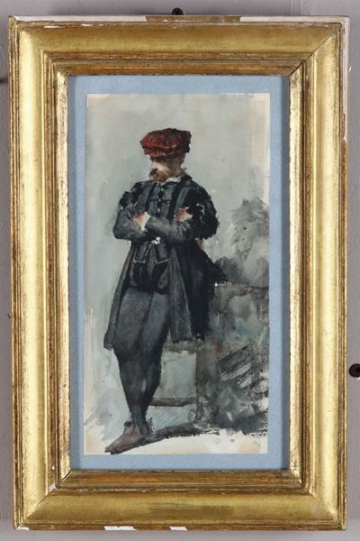 Scuola Italiana del XIX Secoloritratto di Personaggio in Costume Rinascimentale