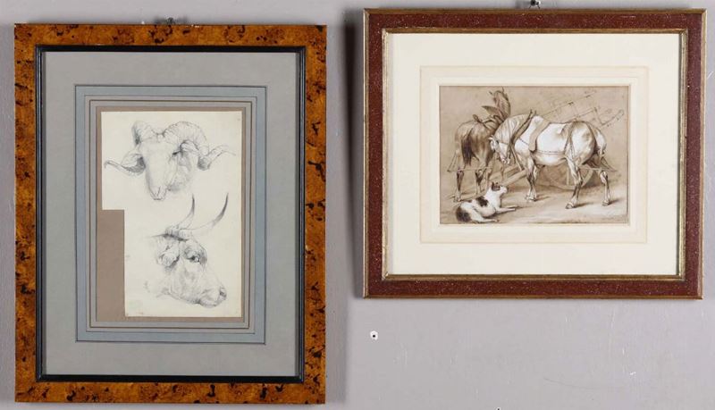 Lotto di due disegni, scuola del XIX secolo  - Auction Fine Art - Cambi Casa d'Aste
