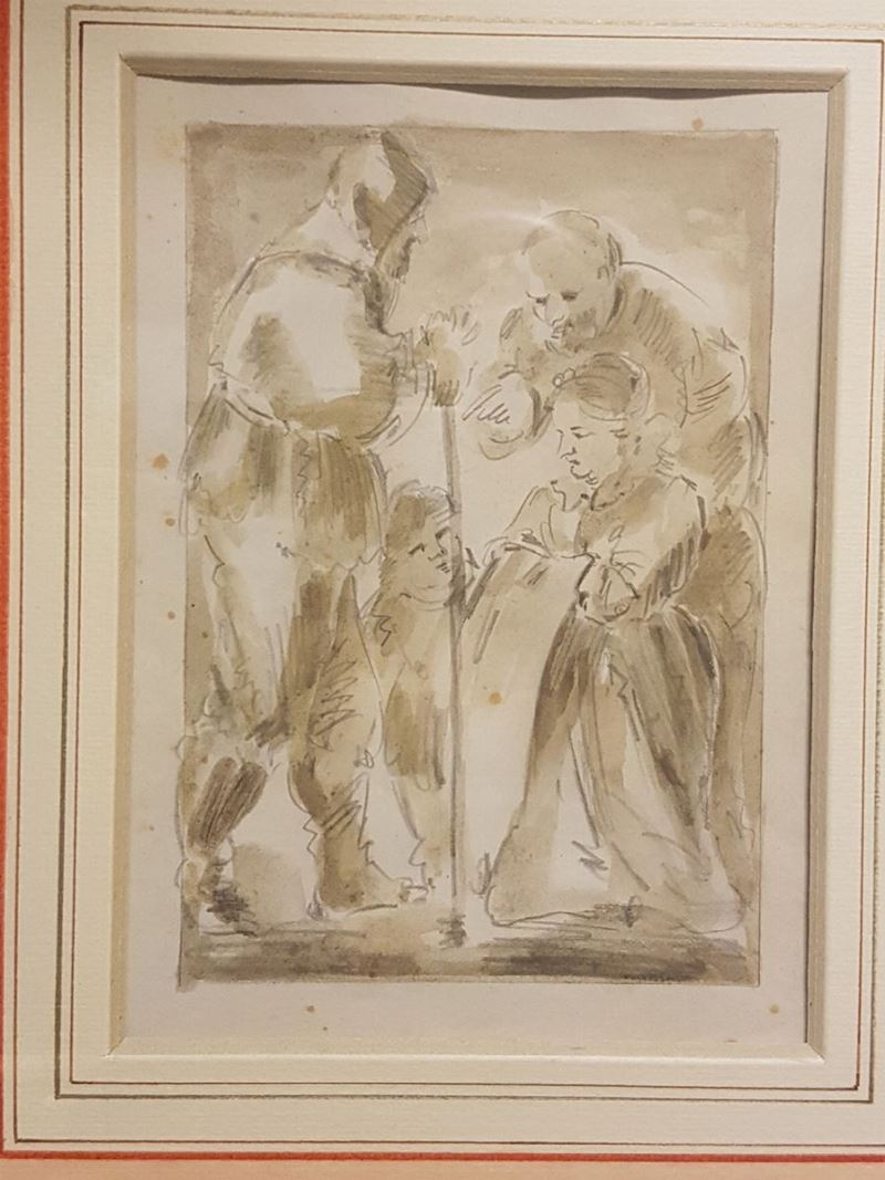 Scuola italiana prima metÃ  XIX secolo Studio per quattro figure  - Asta Arredi, Dipinti e Oggetti d'Arte - Cambi Casa d'Aste