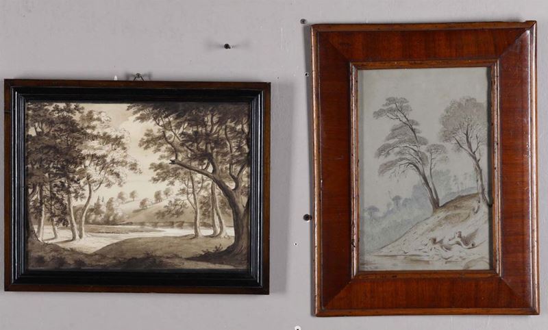 Lotto di due disegni, scuola dellâ€™Italia settentrionale, prima metÃ  del XIX secolo  - Asta Arredi, Dipinti e Oggetti d'Arte - Cambi Casa d'Aste