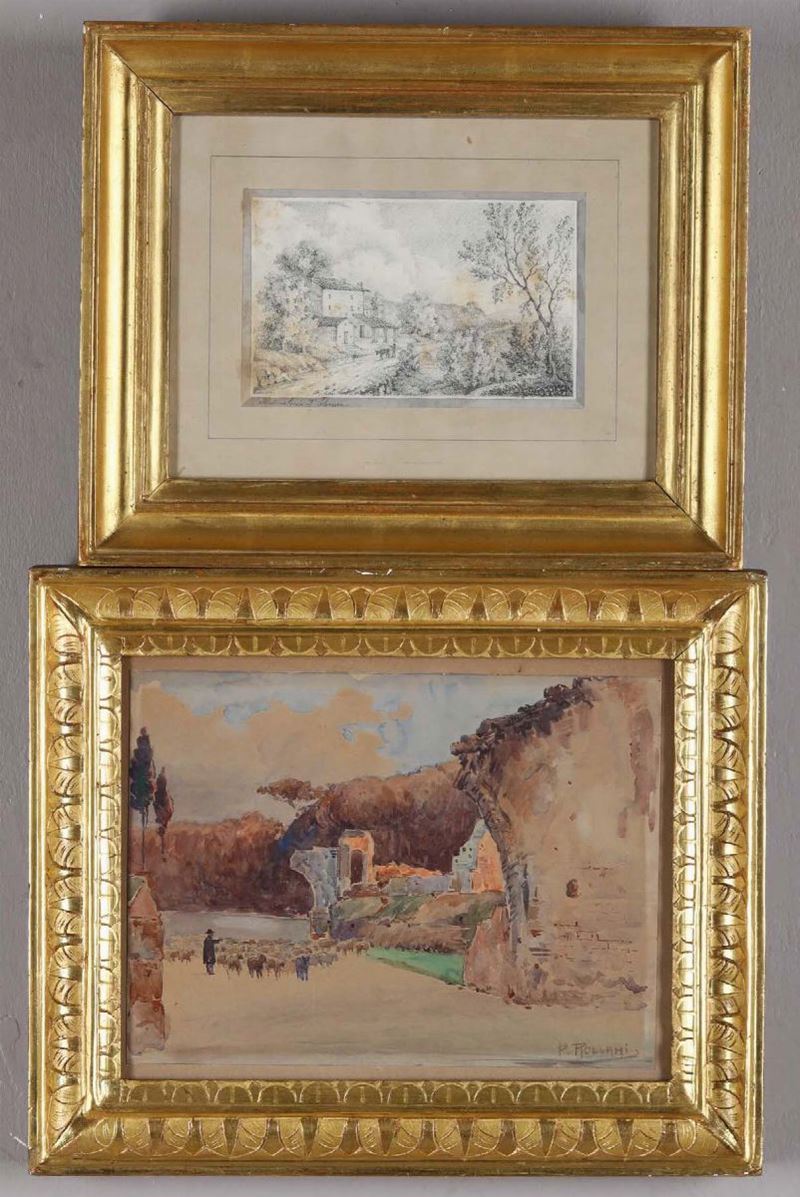 Lotto di due disegni, XIX-XX secolo  - Asta Arredi, Dipinti e Oggetti d'Arte - Cambi Casa d'Aste