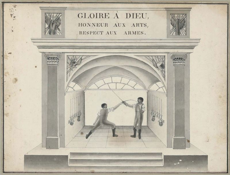 Scuola francese del XIX secolo Accademia di scherma  - Auction Fine Art - Cambi Casa d'Aste