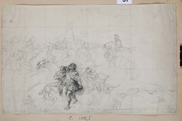 Pio Joris (1843-1921) Scena raffigurante un episodio con la battaglia di Costantino