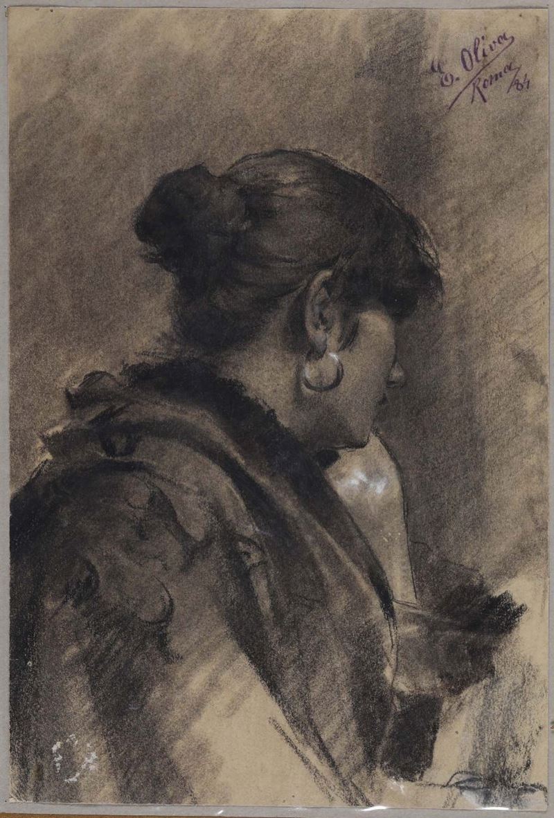 Scuola del XIX secolo Ritratto di giovine signora di profilo  - Asta Antiquariato - Cambi Casa d'Aste