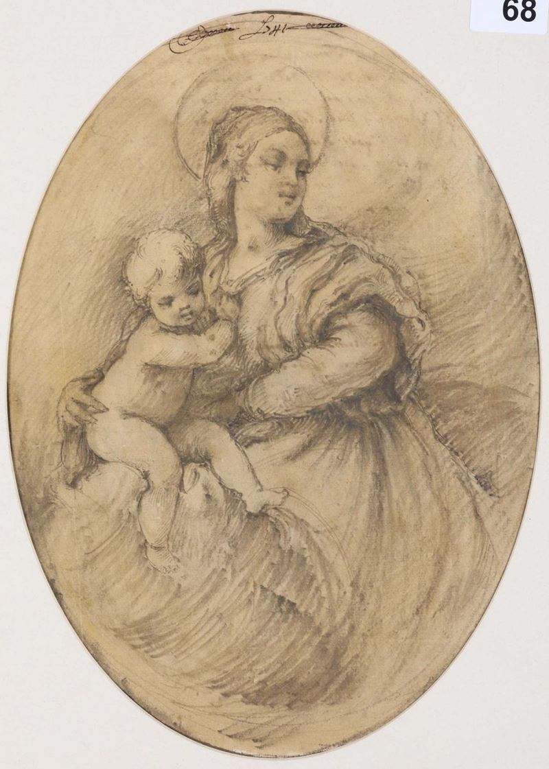 Scuola dell’Italia centrale, probabilmente del XVII secolo Madonna con il Bambino  - Auction Fine Art - Cambi Casa d'Aste