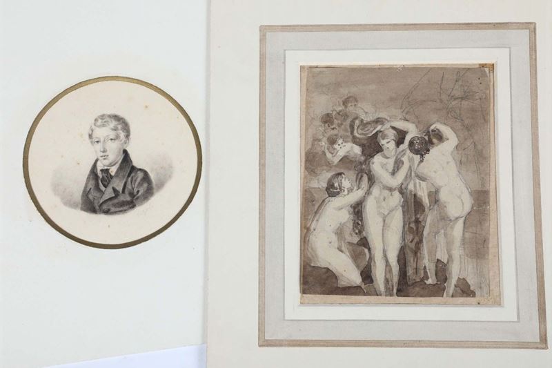 Lotto di due disegni, XIX secolo  - Asta Arredi, Dipinti e Oggetti d'Arte - Cambi Casa d'Aste