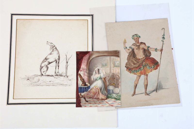 Lotto composto da tre disegni, Italia XIX secolo  - Auction Furnitures, Paintings and Works of Art - Cambi Casa d'Aste