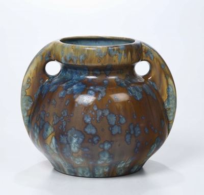 Vaso Biansato Decoro in Policromia con Colature, Periodo Art Déco