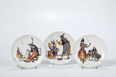 Lotto Composto da Tre Piatti in Ceramica della Serie “i Pagliacci”, Marcate Società Ceramiche Ric...