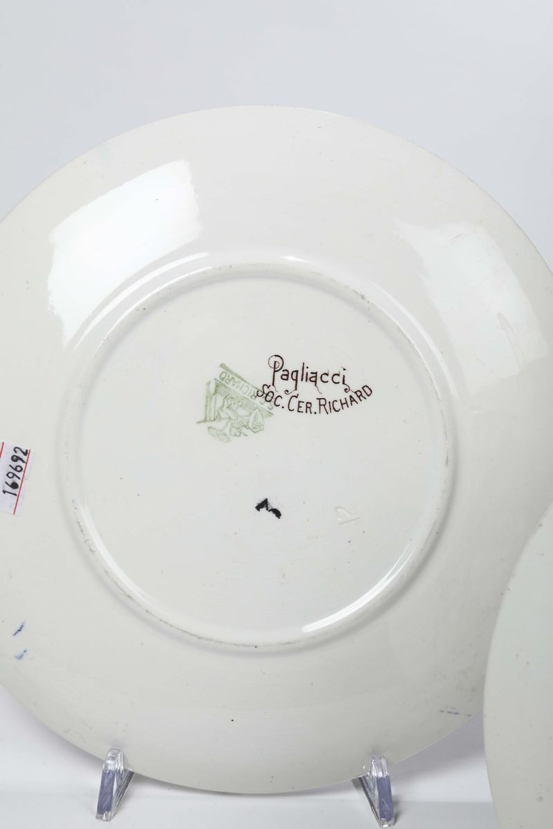 Lotto Composto da Tre Piatti in Ceramica della Serie “i Pagliacci”, Marcate Società Ceramiche Ric...