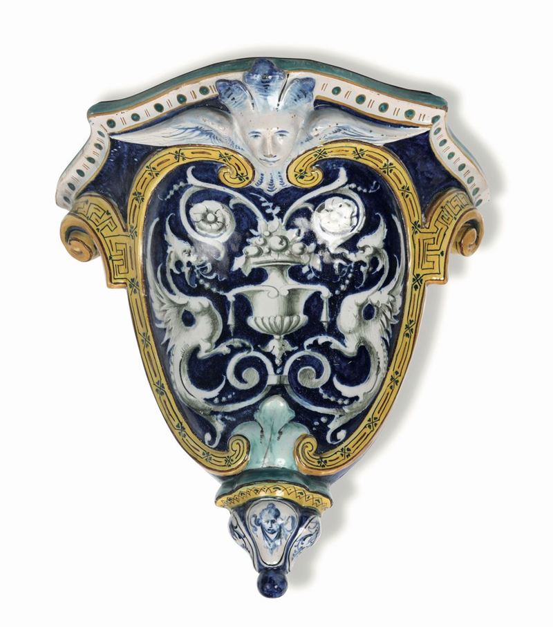 Mensola Italia centrale, Forse fabbrica Minghetti, fine XIX secolo  - Auction Majolica and Porcelain - Cambi Casa d'Aste