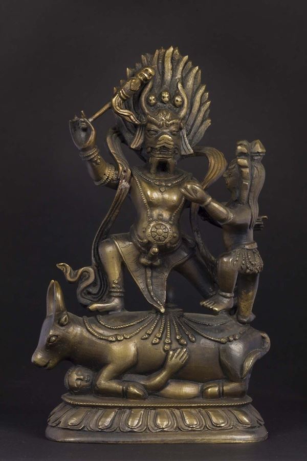 Figura di Outer Yama in bronzo, Cina, Dinastia Qing, XIX secolo