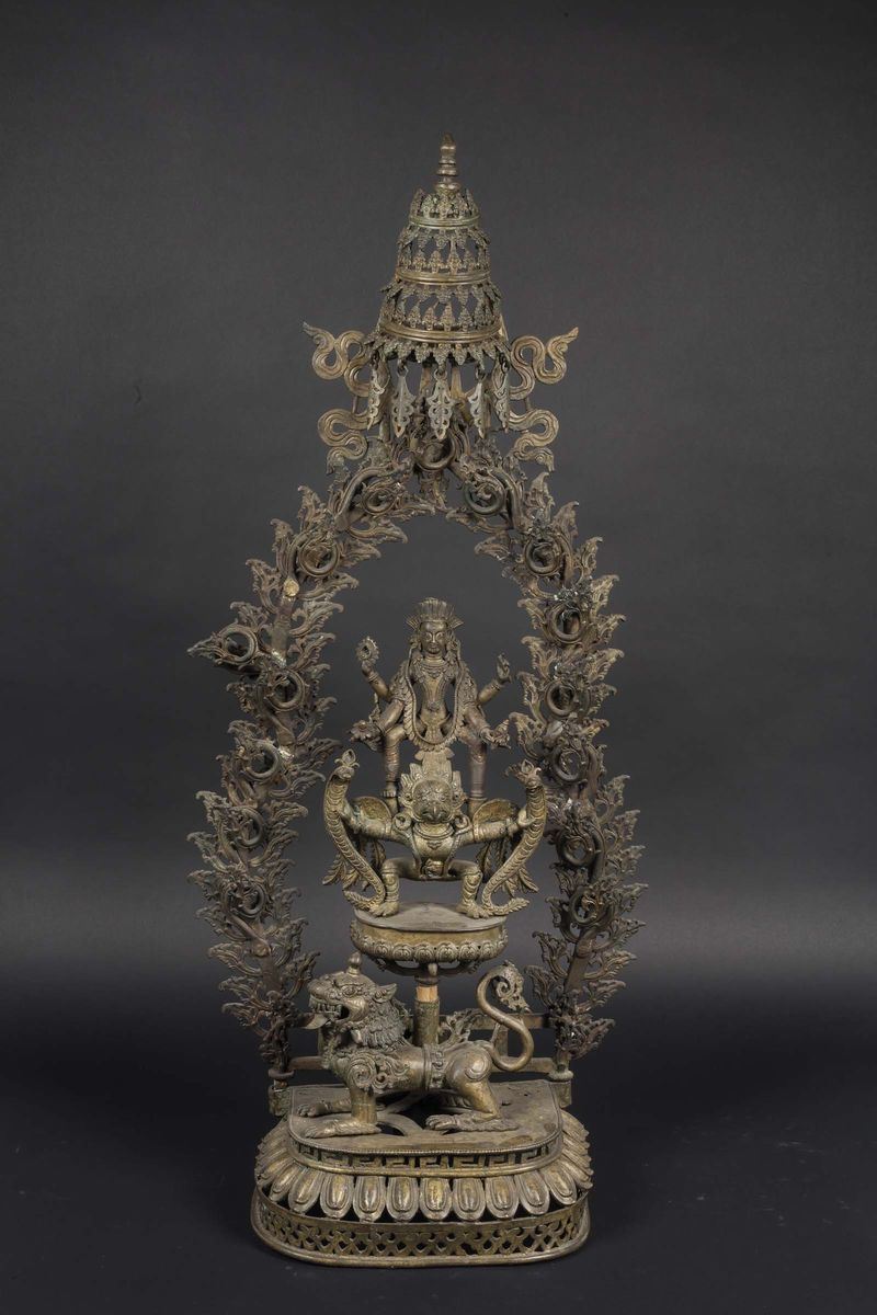 A large bronze Amitayus, Kakaya Karma-Mahakala and Pho dog group, Tibet, 19th century  - Auction Fine Chinese Works of Art - Cambi Casa d'Aste