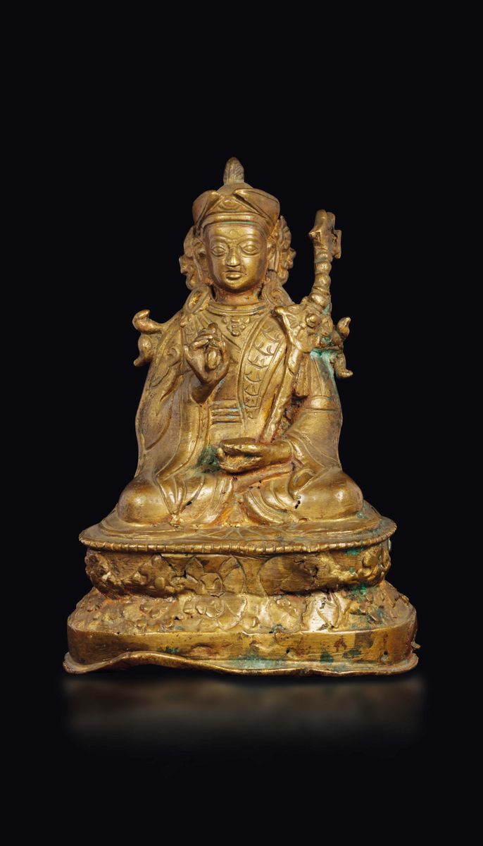 Lotto Composto da Due Sculture in Bronzo, una Raffigurante Lama ed una Raffigurante Divinità con ...