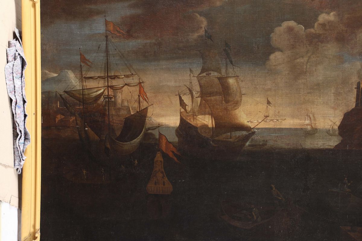 Scuola del XVIII Secolopaesaggio Marino con Velieri