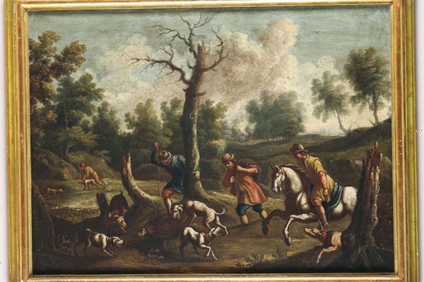Scuola del XVIII secolo Scena di caccia