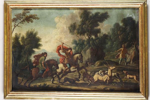 Scuola del XVIII secolo Scena di caccia