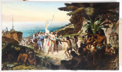 Pittore del XIX Secolosbarco di Colombo