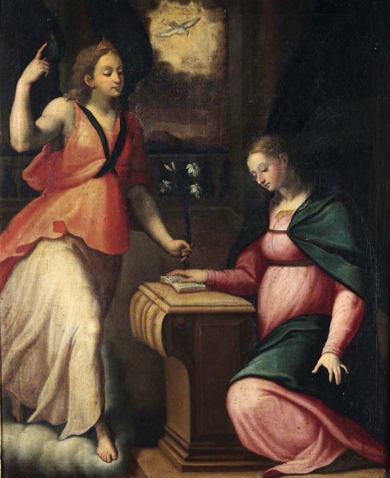 Scuola emiliana della fine del XVI secolo Annunciazione  - Auction Old Masters Paintings - Cambi Casa d'Aste