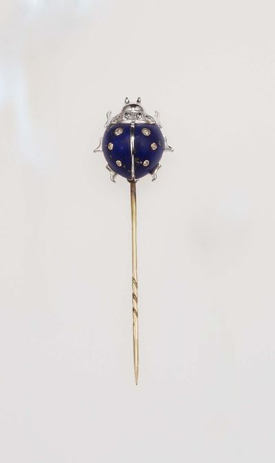 Cartier Londra. Spilla da Bavero “coccinella” con Lapislazzulo e Diamanti