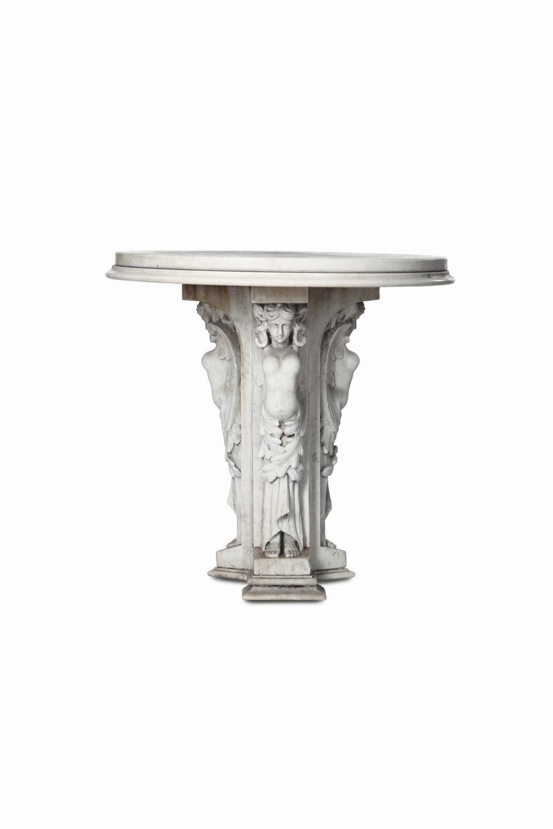 Tavolo in marmo bianco scolpito, XIX-xx secolo  - Auction Fine Art - Cambi Casa d'Aste