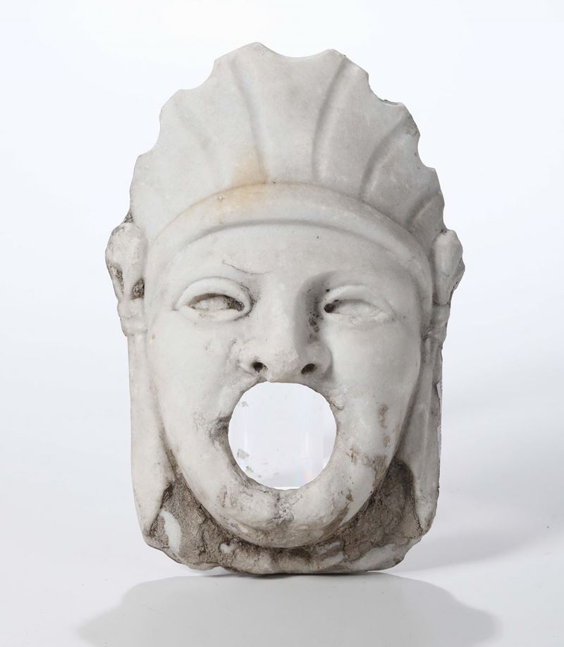 Mascherone in marmo bianco, XX secolo  - Auction Asta a Tempo antiquariato - II - Cambi Casa d'Aste