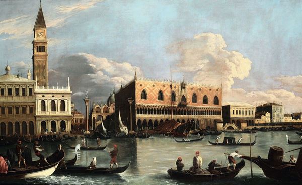 Giovanni Antonio Canal, detto il Canaletto (Venezia 1697 – 1768), seguace di Molo del bacino di San Marco