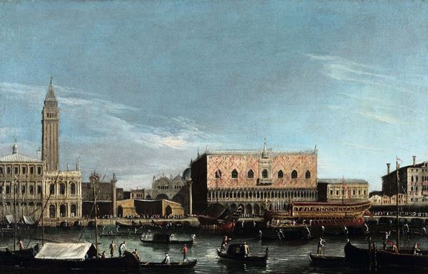 Apollonio Domenichini, Maestro della Fondazione Langmatt (Venezia, attivo 1740-1770) Veduta di Piazza San Marco col Bucintoro