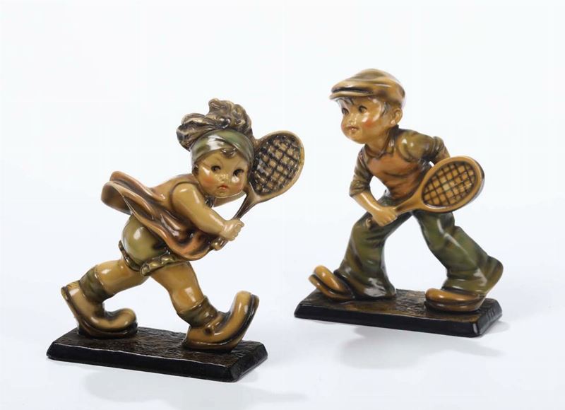 Anonino, XX secolo Il tennista e la tennista  - Auction Sporting Art - Cambi Casa d'Aste