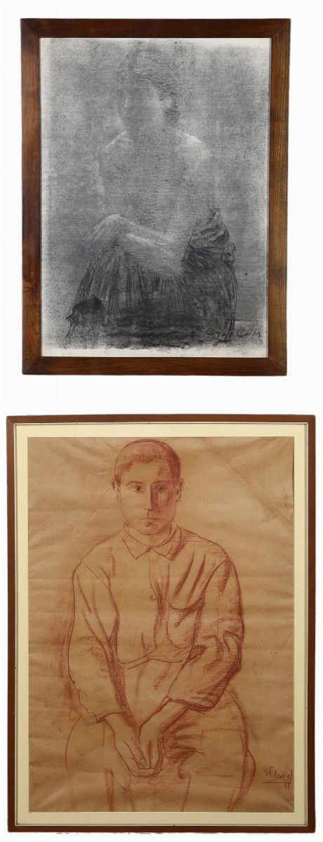 Pittore del XIX-XX secolo Figura femminile e Figura maschile