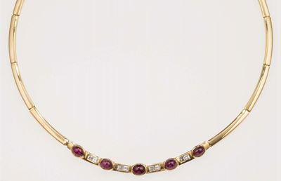 Gianni Carità. Girocollo con Rubini Taglio Cabochon e Diamanti