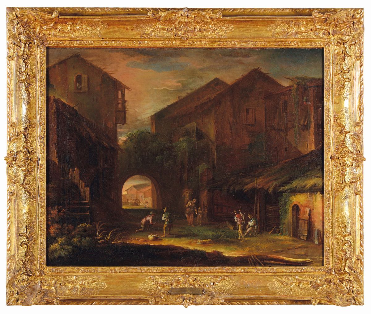 Antonio Diziani Detto lo Zoppo (venezia 1737-1797)figure di Contadini Villani in Cortili di Case ...