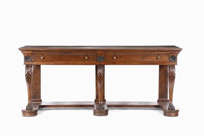 Grande Console in Noce Scolpito, Italia XVIII-XIX Secolo
