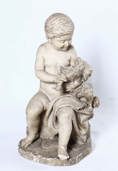 Antonio Pandiani (1838-1928)fanciullo con Cagnolino