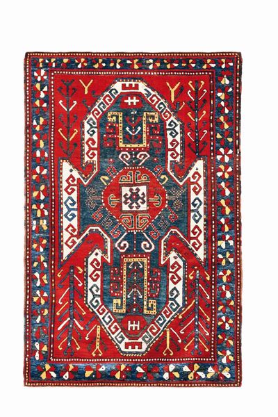 Tappeto Caucasico Kazak Sevan Fine XIX Secolo