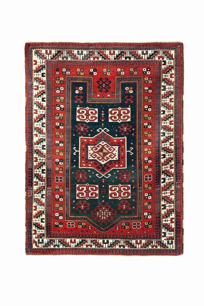 Tappeto Caucasico Kazak a Preghiera Fine XIX Secolo