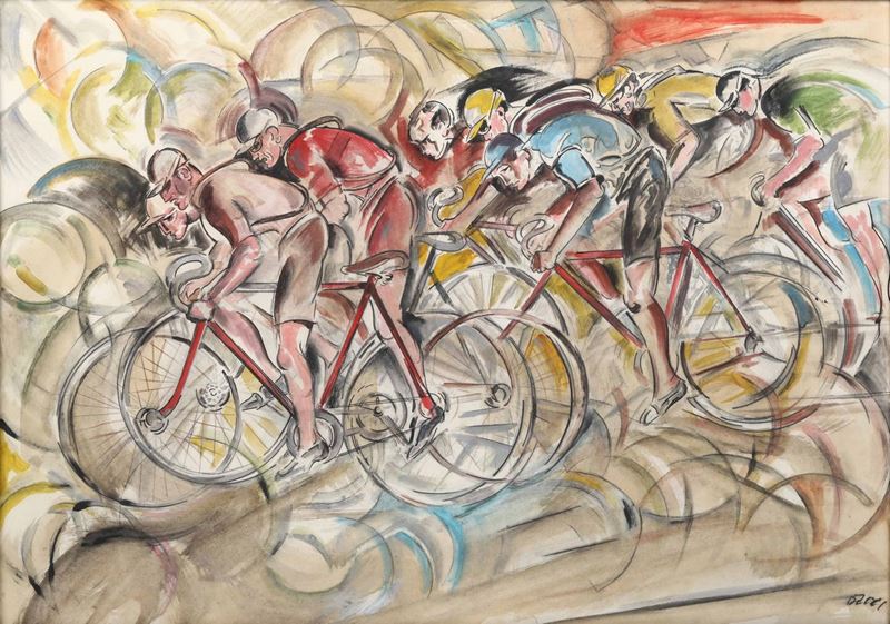 Giuseppe Bacci (1921) Corsa ciclistica  - Auction Sporting Art - Cambi Casa d'Aste
