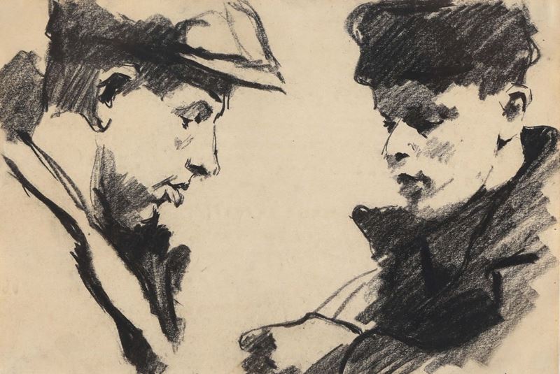 Dante Conte (1885-1919) Due figure maschili  - Asta Dipinti del XIX e XX secolo - Cambi Casa d'Aste