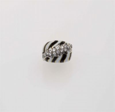 David Webb. Anello con Smalti Policromi e Diamanti