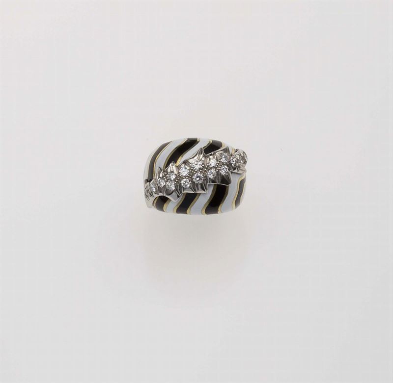 Enamel, diamomd, gold and platinum ring. David WEBB  - Auction Fine Jewels - Cambi Casa d'Aste