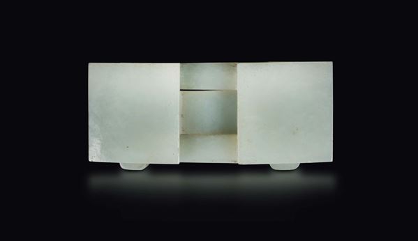 A white jade belt buckle, China, Qing Dynasty, 19th century