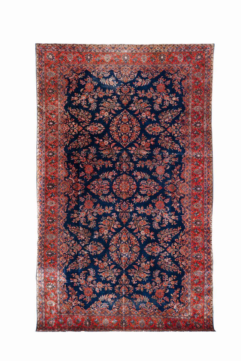 Grande tappeto persiano Kashan Manchester inizio XX secolo  - Asta Tappeti Antichi - Cambi Casa d'Aste