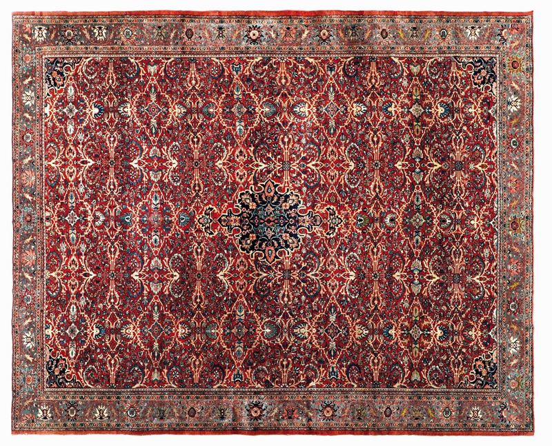 Particolare tappeto persiano Saruk Ferahan, fine XIX secolo  - Asta Tappeti Antichi - Cambi Casa d'Aste