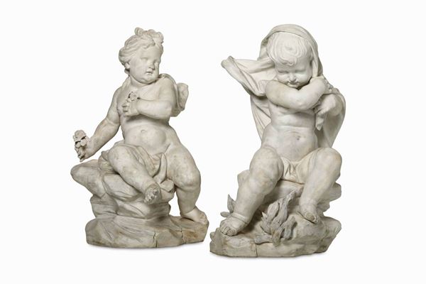 Coppia di importanti sculture Probabilmente Roma, seconda metà del XVIII secolo