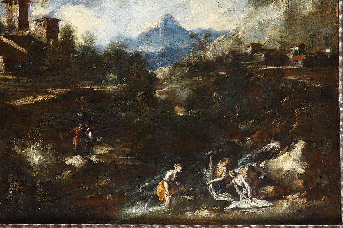 Marco Ricci (belluno 1676 - Venezia 1730), Ambito Dipaesaggi Fluviali con Figure