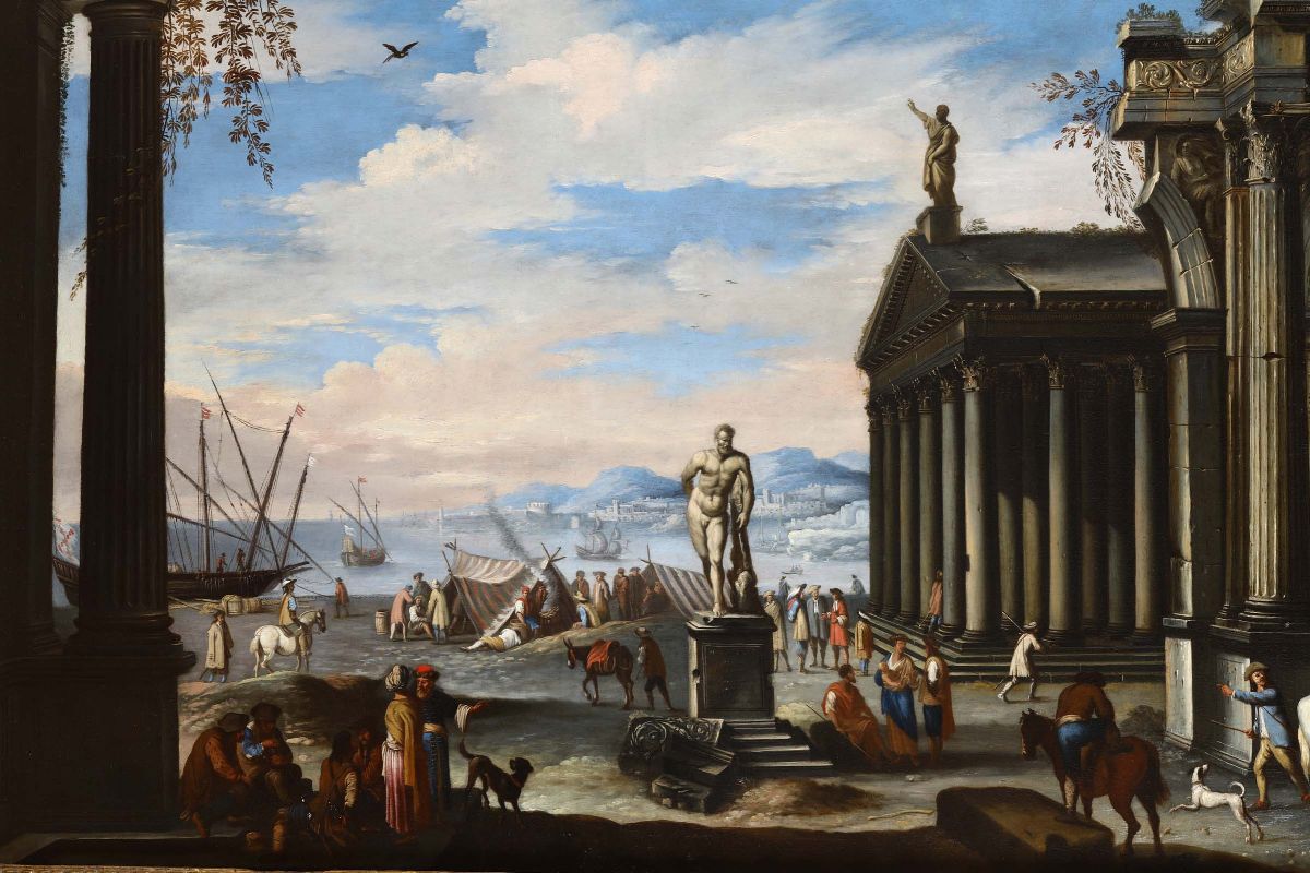 Giovanni Ghisolfi (milano 1623-1683)capriccio Architettonico